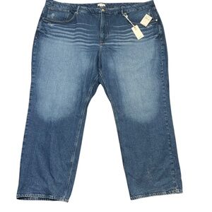 Good American Jeans 30 Plus Size Blue Good 90s Baggy Straight Leg Distressed